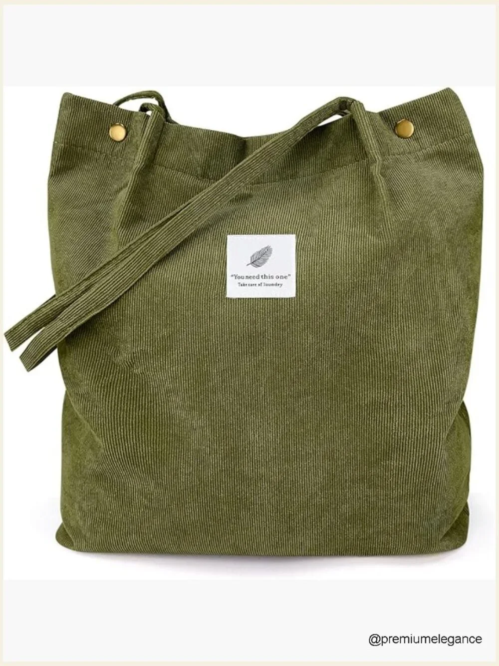 Corduroy Tote Bag Large Capacity Shoulder Purse with Pockets